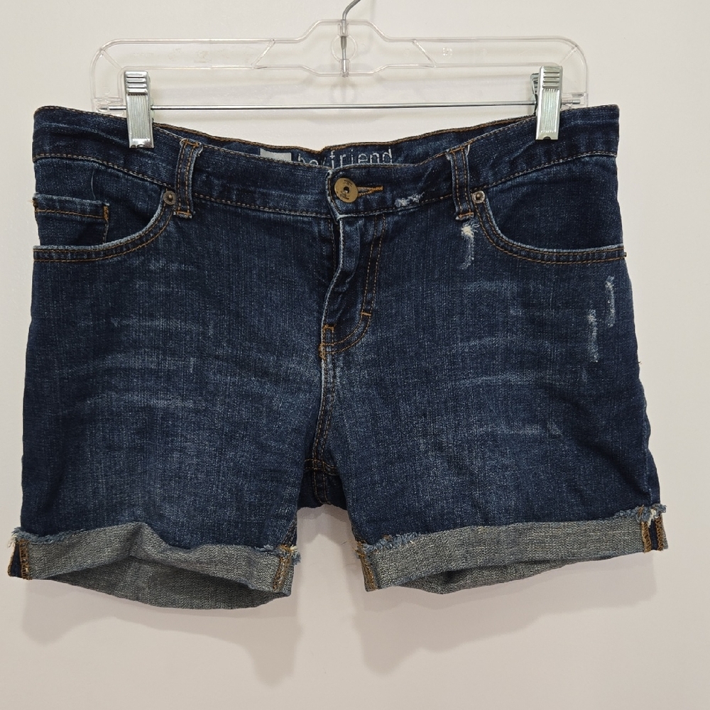 Casual Dark Blue Distressed Jean Shorts for Women
